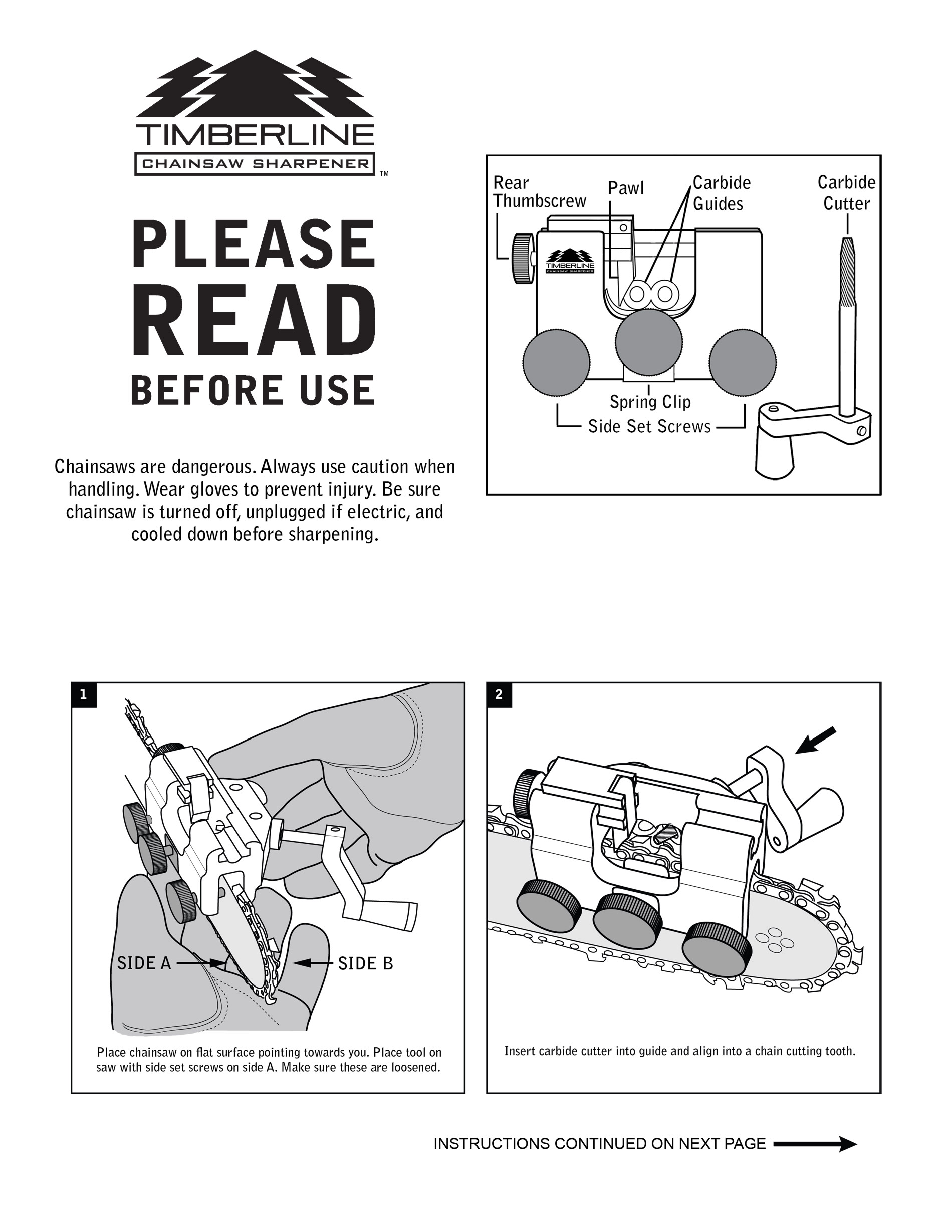 Instructions Timberline Chainsaw Sharpener
